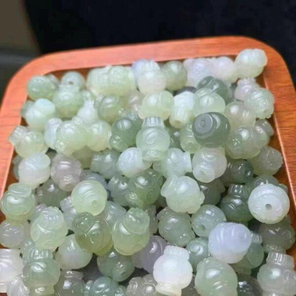 nephrite bead, lantern bead, flower pattern bead, jade bead, green bead, high quality bead, genuine bead, natural bead - Image 3