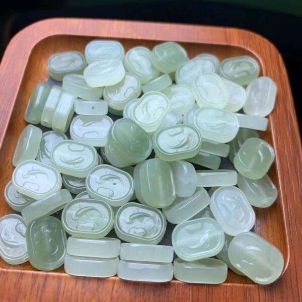 nephrite bead, rectangle bead, fish pattern bead, jade bead, green bead, high quality bead, genuine bead, natural bead - Image 3