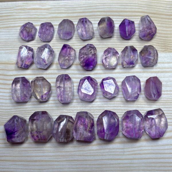 genuine natural amethyst rutilated quartz, Super 7 bead, quartz bead, clear bead, purple bead, irregular bead, polyhedron bead - Image 3