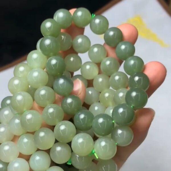 round beaded bracelet, nephrite bracelet, jade bracelet, green bracelet, genuine natural bracelet - Image 3