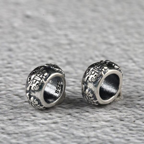 ring bead, beast pattern bead, spacer bead, s925 sterling silver, silver bead, oxidized silver bead - Image 3