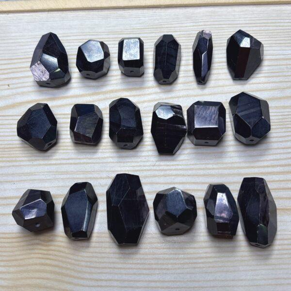 genuine natural hypersthene bead, black bead, irregular bead, polyhedron bead - Image 4