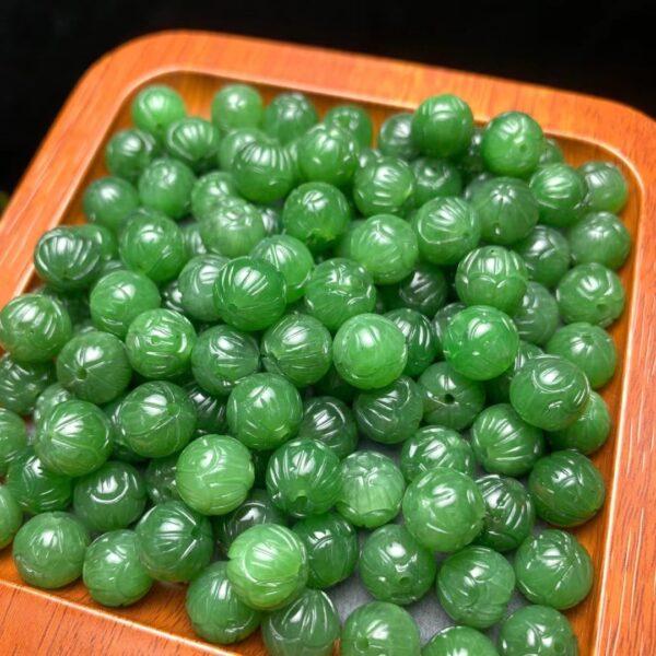 nephrite bead, round bead, flower bead, jade bead, green bead, high quality bead, genuine bead, natural bead - Image 4