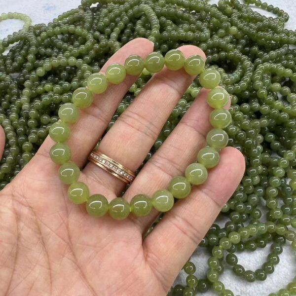 round beaded bracelet, nephrite bracelet, jade bracelet, yellow green bracelet, genuine natural bracelet - Image 4
