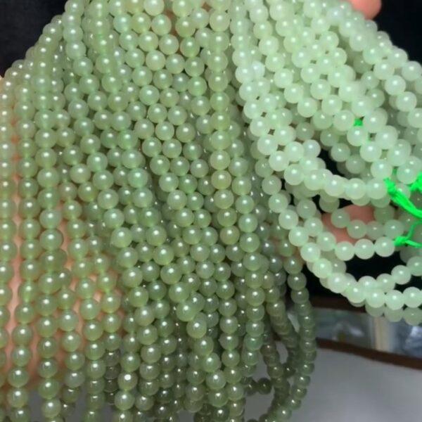 nephrite bead, round bead, whole strand bead, gradient green bead, clear bead, jade bead, high quality bead, genuine bead, natural bead - Image 5