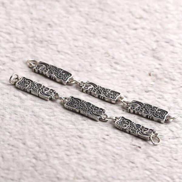 rectangle chain bead, cloud pattern bead, connector bead, spacer bead, s925 sterling silver, silver findings - Image 4