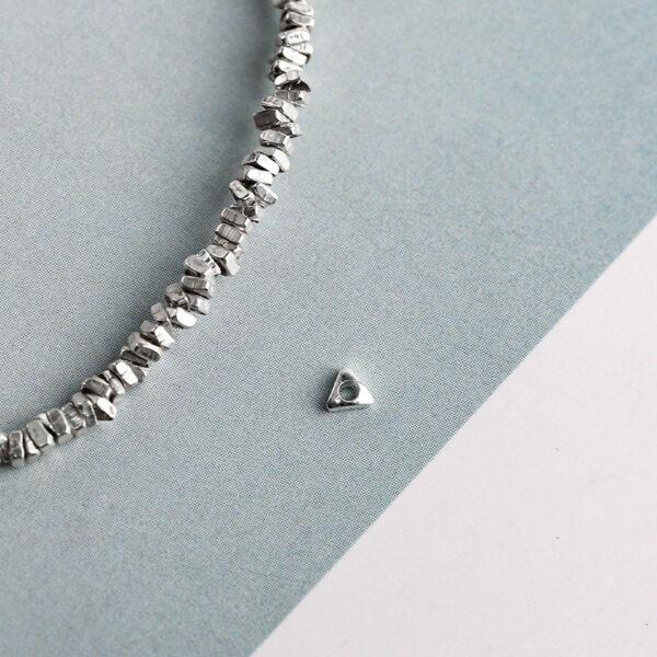 triangle bead, simple bead, spacer bead, s925 sterling silver, silver bead, bright silver bead - Image 4