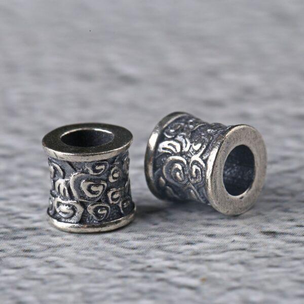 tube bead, flower pattern bead, spacer bead, jump ring, s925 sterling silver, silver bead, oxidized silver bead - Image 4