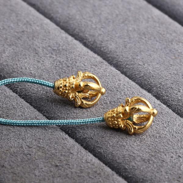 flower bead button, hollow bead, golden buckle bead, s925 sterling silver, silver bead, golden bead, gild bead - Image 4