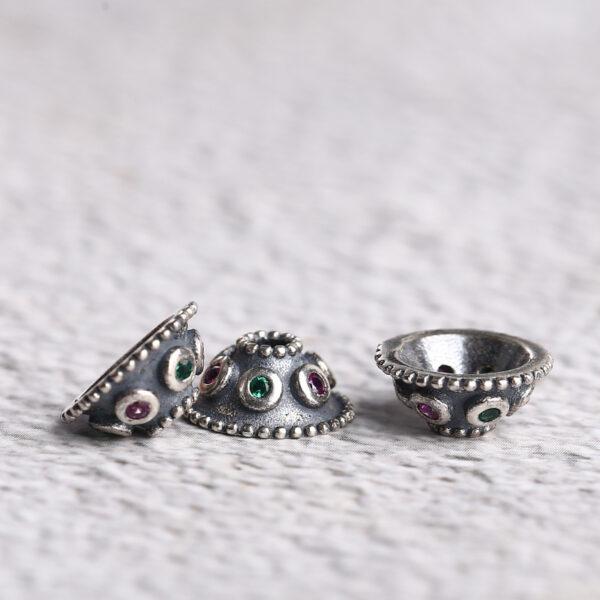 flower bead cap, flower bead holder, spacer bead, s925 sterling silver, silver bead, oxidized silver bead - Image 4