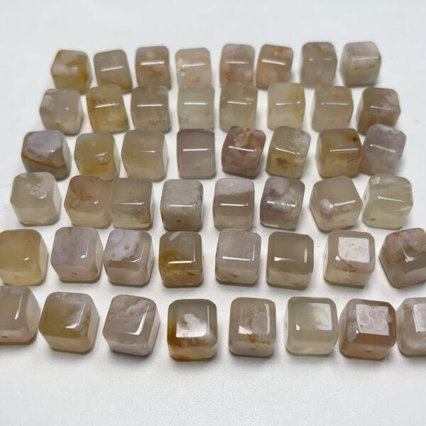 genuine natural blossoms agate bead, agate bead, pink bead, flower bead, cube bead - Image 4