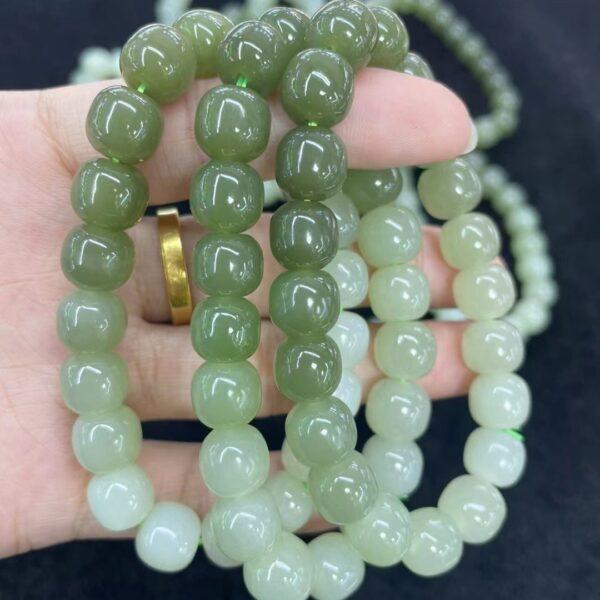 drum beaded bracelet, nephrite bracelet, jade bracelet, gradient green bracelet, genuine natural bracelet - Image 4