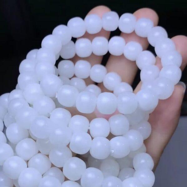 drum beaded bracelet, nephrite bracelet, jade bracelet, white bracelet, genuine natural bracelet - Image 4