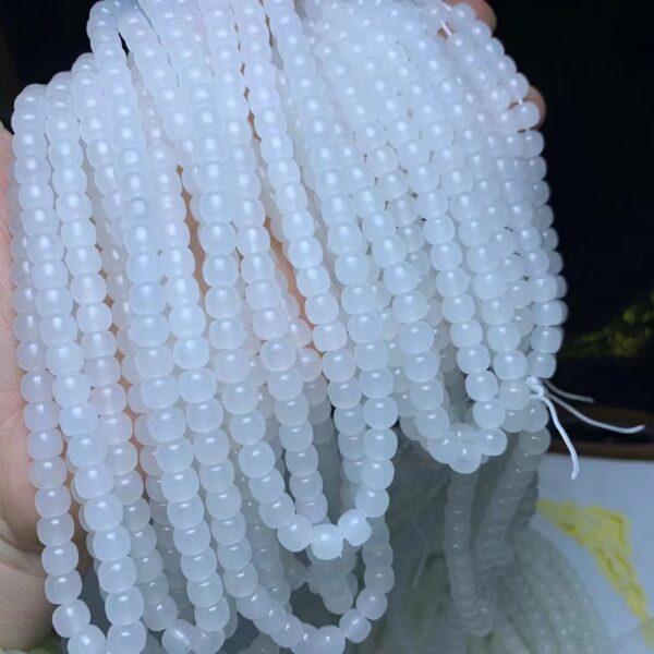 nephrite bead, drum bead, whole strand bead, white bead, jade bead, high quality bead, genuine bead, natural bead - Image 4