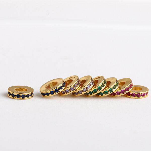 rondelle bead, ring bead, zircon bead, s925 sterling silver, silver bead, golden bead, gild bead - Image 4
