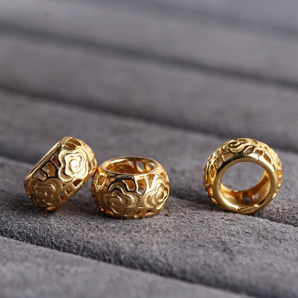 ring bead, hollow bead, cloud pattern bead, jump ring bead, s925 sterling silver, silver bead, golden bead, gild bead - Image 4