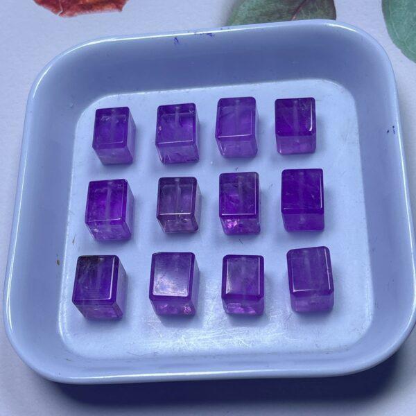 genuine natural amethyst bead, amethyst bead, purple bead, cube bead - Image 4