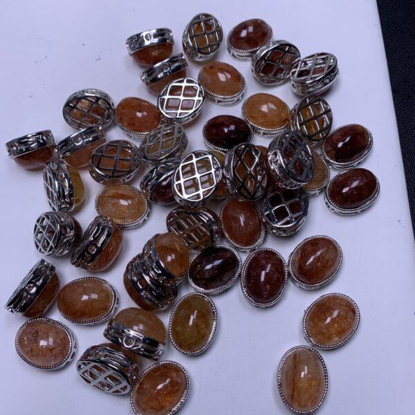 oval shape genuine natural red hematoid quartz bead, quartz bead, red bead, orange bead - Image 4