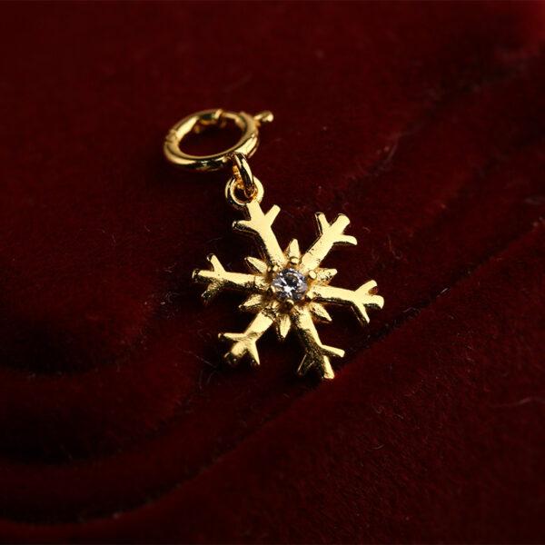 snowflake charm, golden snowflake bead, s925 sterling silver, silver bead, golden snowflake, golden bead, gild charm - Image 4