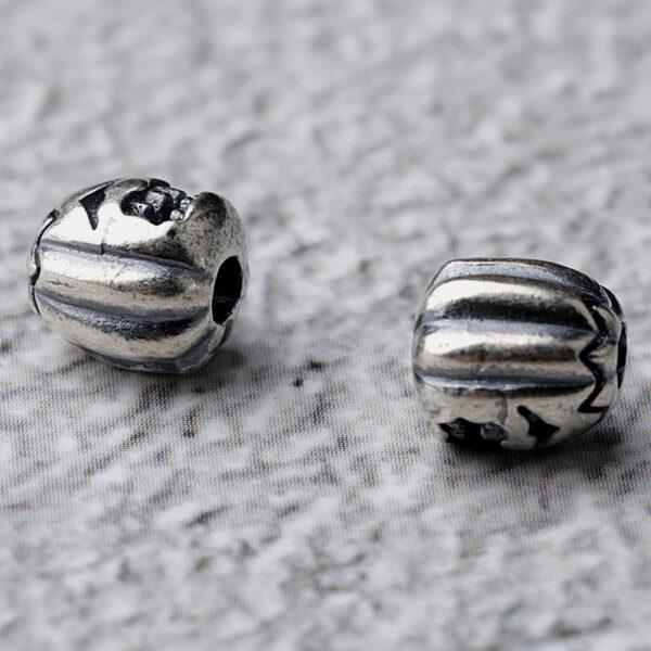 pumpkin monster bead, spacer bead, s925 sterling silver, silver bead, oxidized silver bead - Image 4