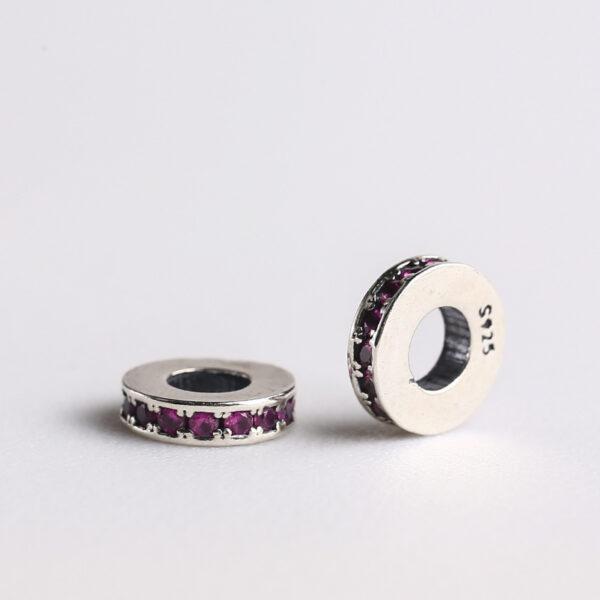 gasket bead, colorful zircon bead, spacer bead, s925 sterling silver, silver bead, oxidized silver bead - Image 4