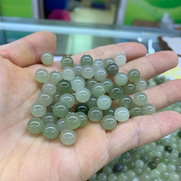 nephrite bead, half drilled bead, earring bead,ring bead, round jade bead, green bead, high quality bead,genuine bead, natural bead - Image 4