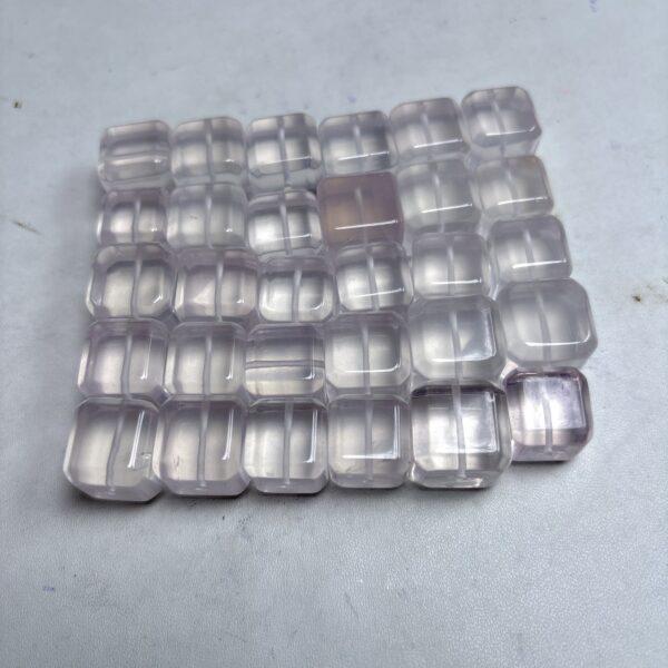 genuine natural rose quartz bead, quartz bead, pink bead, clear bead, cube bead - Image 4