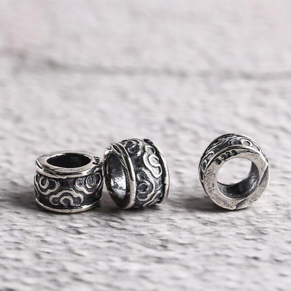 ring bead, cloud pattern bead, spacer bead, s925 sterling silver, silver bead, oxidized silver bead - Image 4
