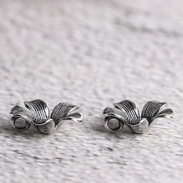 flower charm, flower button bead, s925 sterling silver, silver charm, oxidized silver bead - Image 4