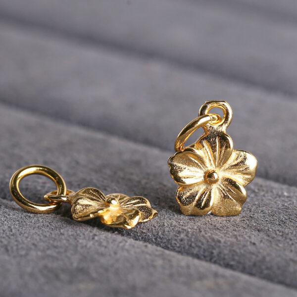 flower charm, golden flower bead, s925 sterling silver, golden charm, gild bead - Image 4