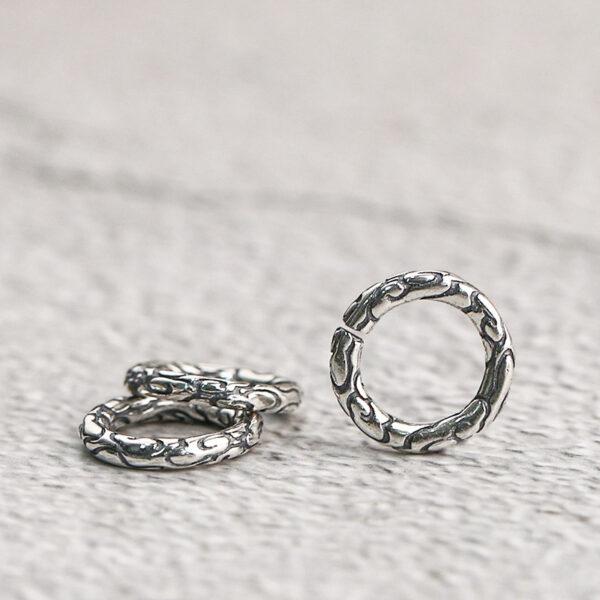 ring bead, cloud pattern bead, spacer bead, s925 sterling silver, silver bead, oxidized silver bead - Image 4