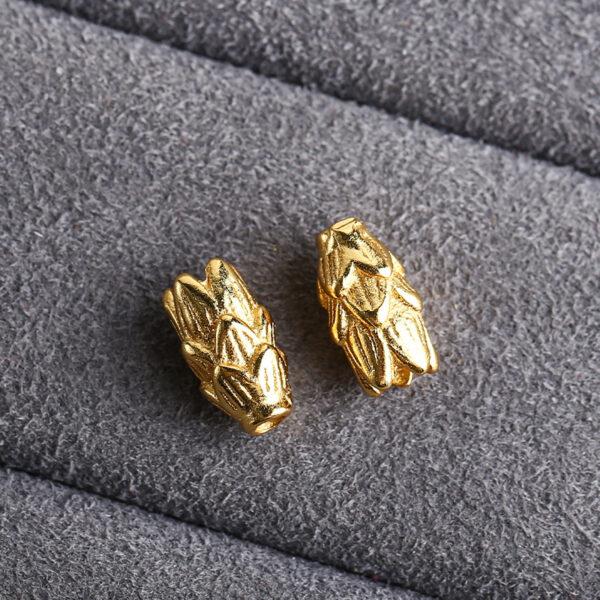 lotus bead, golden flower bead, spacer bead, s925 sterling silver, golden bead, gild bead - Image 4