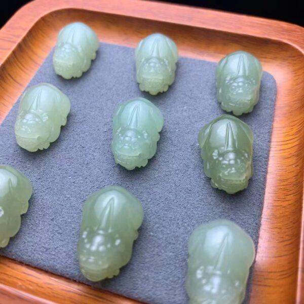 nephrite charm, pixiu charm, animal bead, jade bead, green bead, high quality bead, genuine bead, natural bead - Image 4