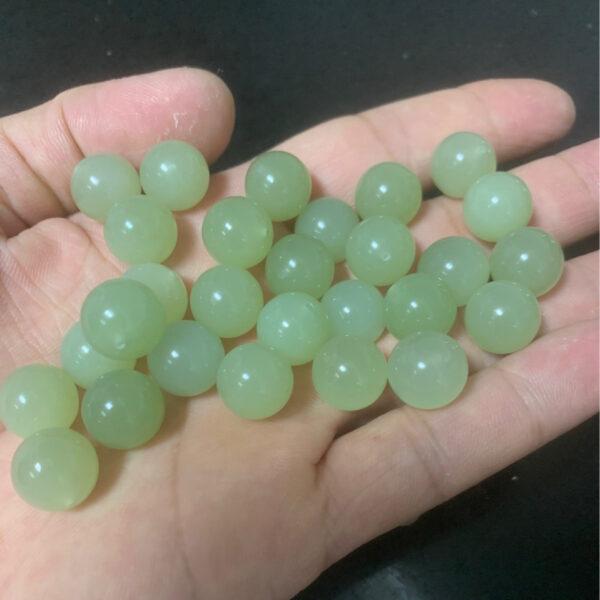 nephrite bead, half drilled bead, earring bead,ring bead, charm bead, round jade bead, green bead, high quality bead,genuine bead, natural bead - Image 4