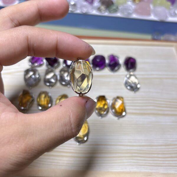 genuine natural amethyst bead, citrine bead, quartz bead, clear bead, yellow bead, purple bead, polyhedron bead - Image 4
