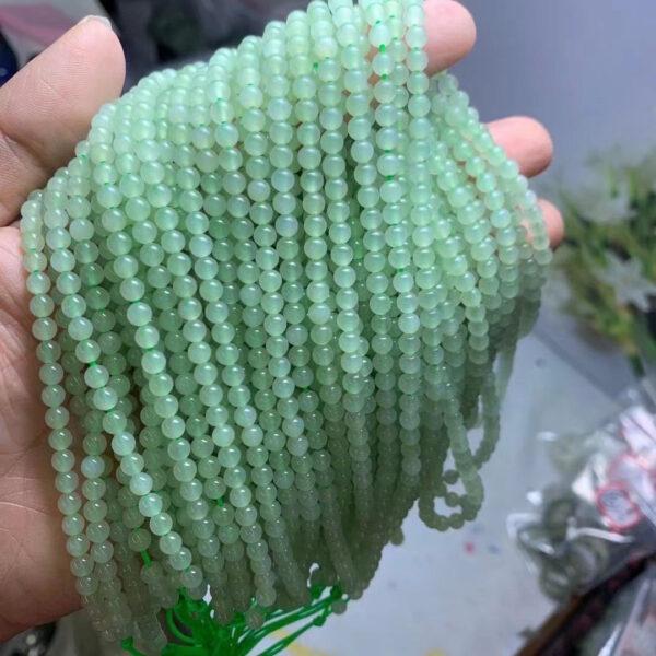 nephrite bead, round bead, whole strand bead, light green bead, jade bead, high quality bead, genuine bead, natural bead - Image 4