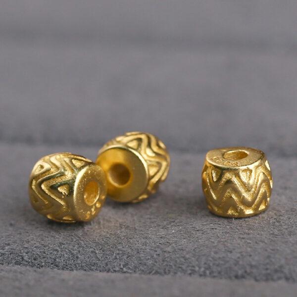 drum bead, golden wave bead, spacer bead, s925 sterling silver, golden bead, gild bead - Image 4
