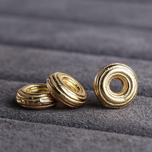 rondelle bead, line pattern bead, spacer bead, s925 sterling silver, golden bead, gild bead - Image 4