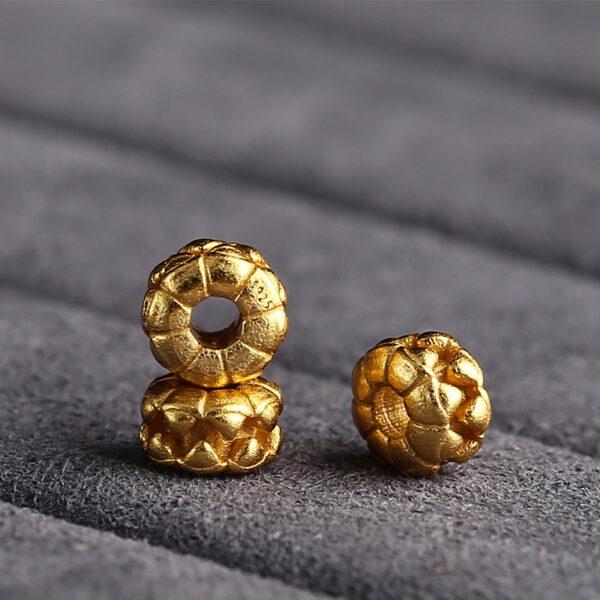pumpkin bead, hollow bead, spacer bead, s925 sterling silver, golden bead, gild bead - Image 4