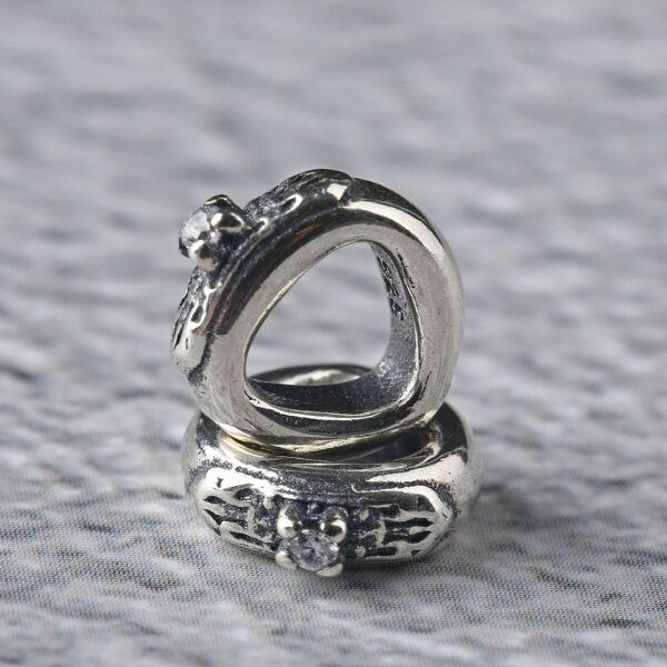 ring bead, flower bead, spacer bead, s925 sterling silver, silver bead, oxidized silver bead - Image 4