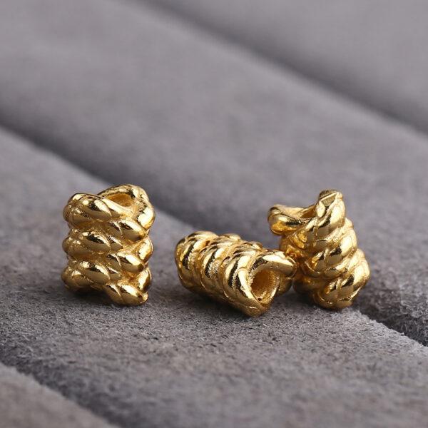 tube bead, rope bead, spacer bead, s925 sterling silver, golden bead, gild bead - Image 4