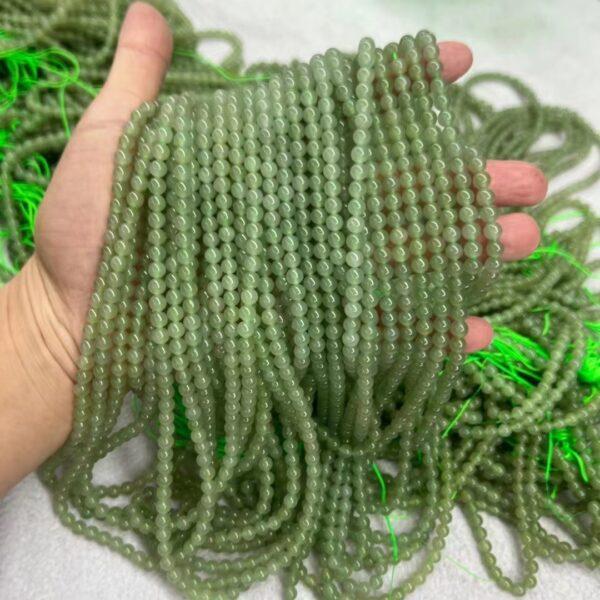 nephrite bead, round bead, whole strand bead, green bead, jade bead, high quality bead, genuine bead, natural bead - Image 4
