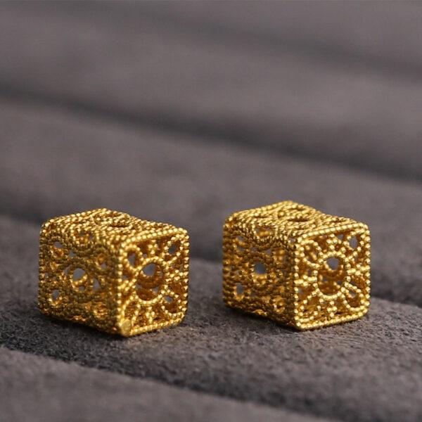rectangle bead, hollow bead, flower bead, spacer bead, s925 sterling silver, golden bead, gild bead - Image 4