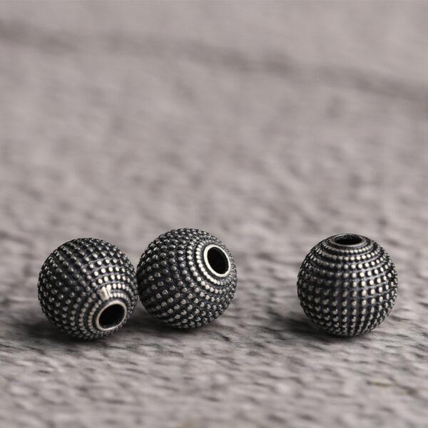 round bead, spot pattern bead, spacer bead, s925 sterling silver, silver bead, oxidized silver bead - Image 4