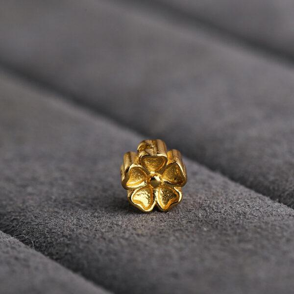 Cherry blossoms bead, flower bead, spacer bead, s925 sterling silver, silver bead, golden bead, gild bead - Image 4