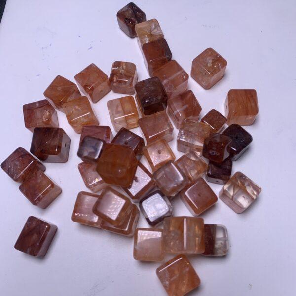 genuine natural red hematoid quartz bead, quartz bead, red bead, cube bead - Image 4