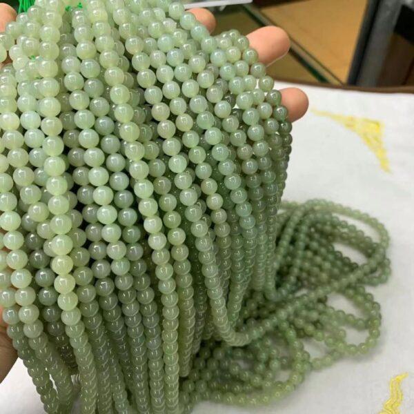nephrite bead, round bead, whole strand bead, green bead, jade bead, high quality bead, genuine bead, natural bead - Image 4