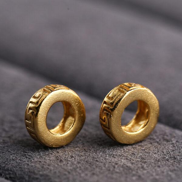 ring bead, fret pattern bead, jump ring, spacer bead, s925 sterling silver, silver bead, golden bead, gild bead - Image 4