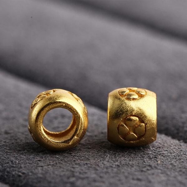 Drum bead, Cherry blossoms bead, flower bead, spacer bead, s925 sterling silver, silver bead, golden bead, gild bead - Image 4