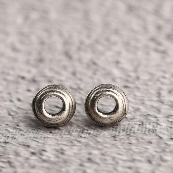 irregular bead, line pattern bead, spacer bead, s925 sterling silver, silver bead, oxidized silver bead - Image 4